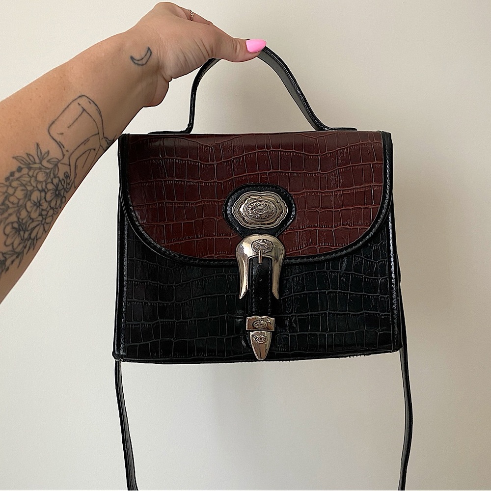 Vintage Purse | Midwestern Croc Leather Crossbody | Brighton Bag